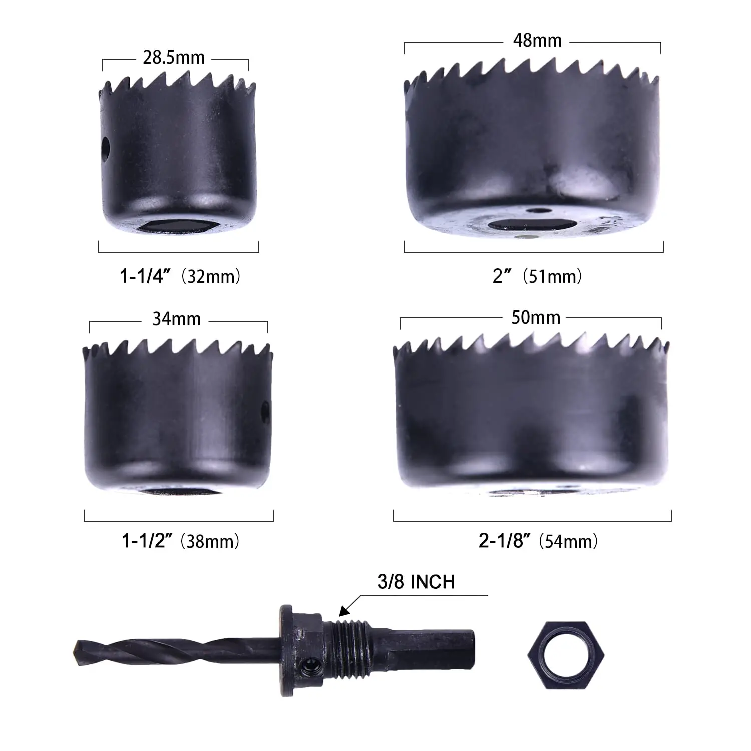 4 adet delik testere kiti 28/34/48/50mm delik kesici matkap ucu seti delik testere kesici ahşap plastik ahşap kesici ağaç İşleme merkezi matkap ile