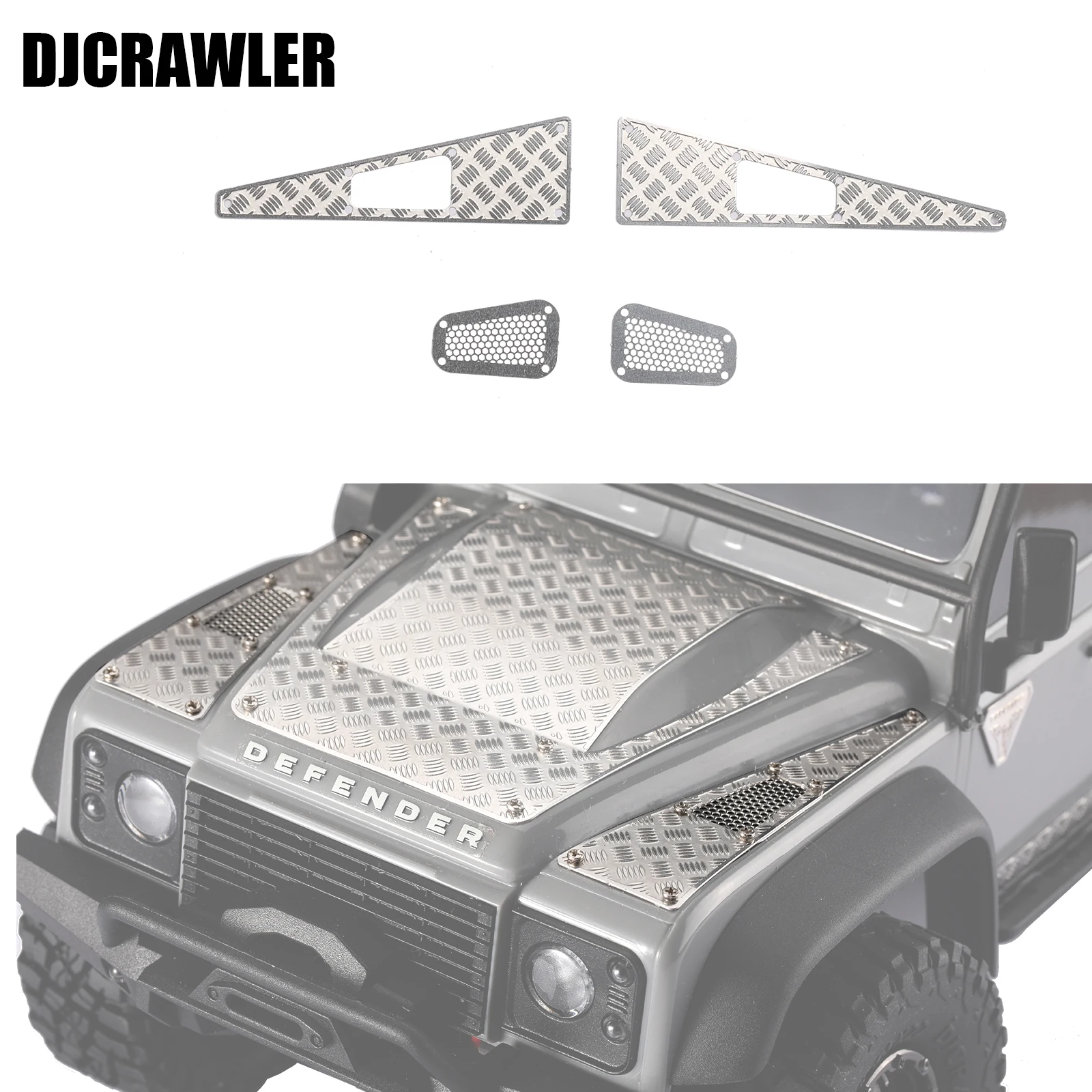 DJC 1/18 Hood Stainless Steel Decorative Sheet for TRX4-M Hood Metal Skid Plate TRX4M RC Car Upgrade Accessories