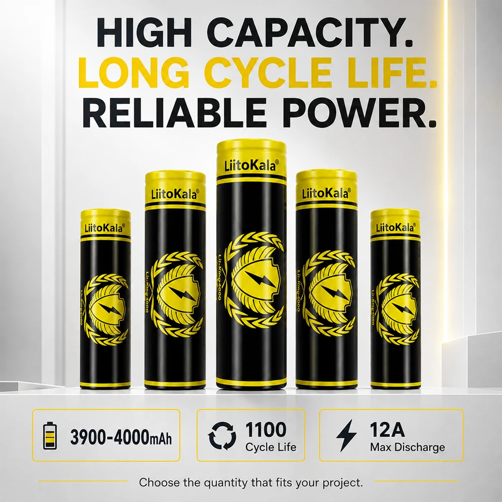 LiitoKala Lii-King 18650 – akumulator 4000 mAh, 3,7 V, wielokrotnego ładowania, o wysokiej mocy rozładowania (12 A), idealny do zasilania zabawek, takich jak pistolety, oraz urządzeń do magazynowania energii. — zdjęcie produktu 6