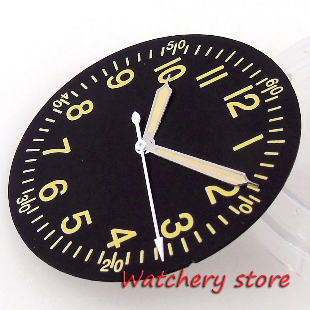 33.5mm Watch Dial Face Hand Luminous Pilot Style Fit NH35 NH36 MIYOTA 8215 821A DG 2813 ETA 2836 2824 Automatic Movement