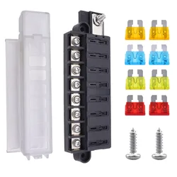 Car Boat Fuse Box Holder With 8 Way Blade Fuse Holder Block & Warning Indicator 12V~24V Power Distribution Panel Board