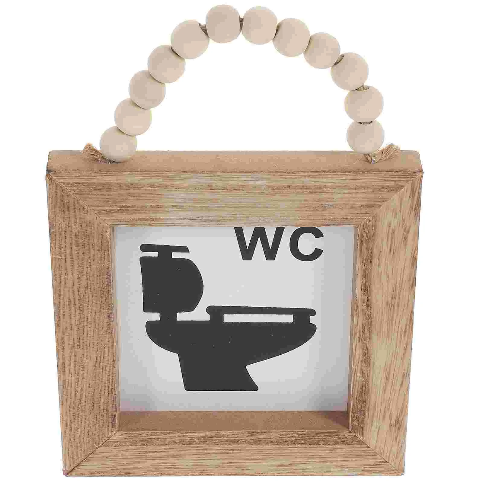Toilette Targa in legno Decorazione da parete per bagno Decorazione del coperchio Ornamento Appeso Bordo Medaglione Ciondolo Targa per porta di casa