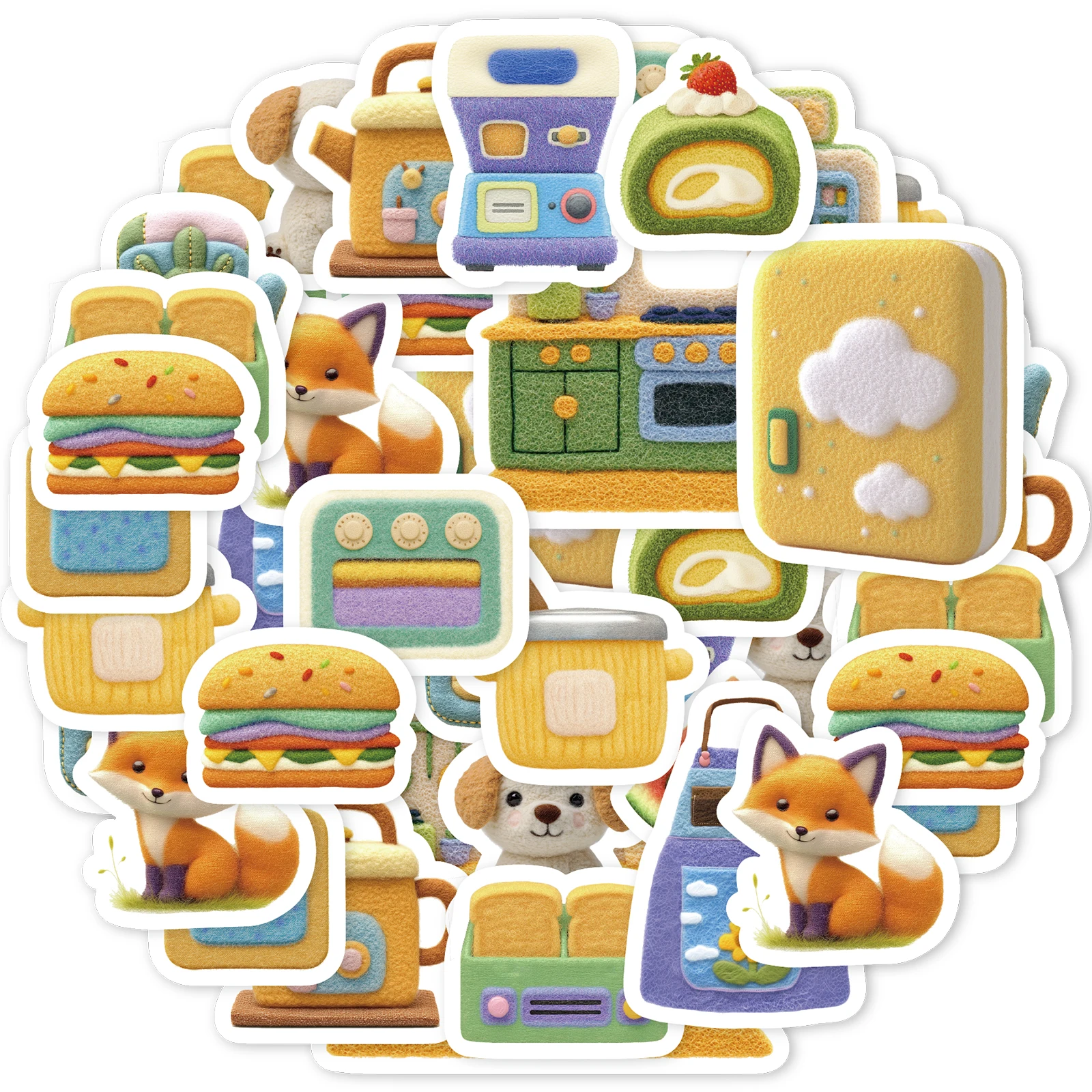 30 graziosi adesivi in feltro stile coreano per laptop, custodie per telefoni, album, bottiglie d'acqua, valigie, regali per bambini, regali di compleanno