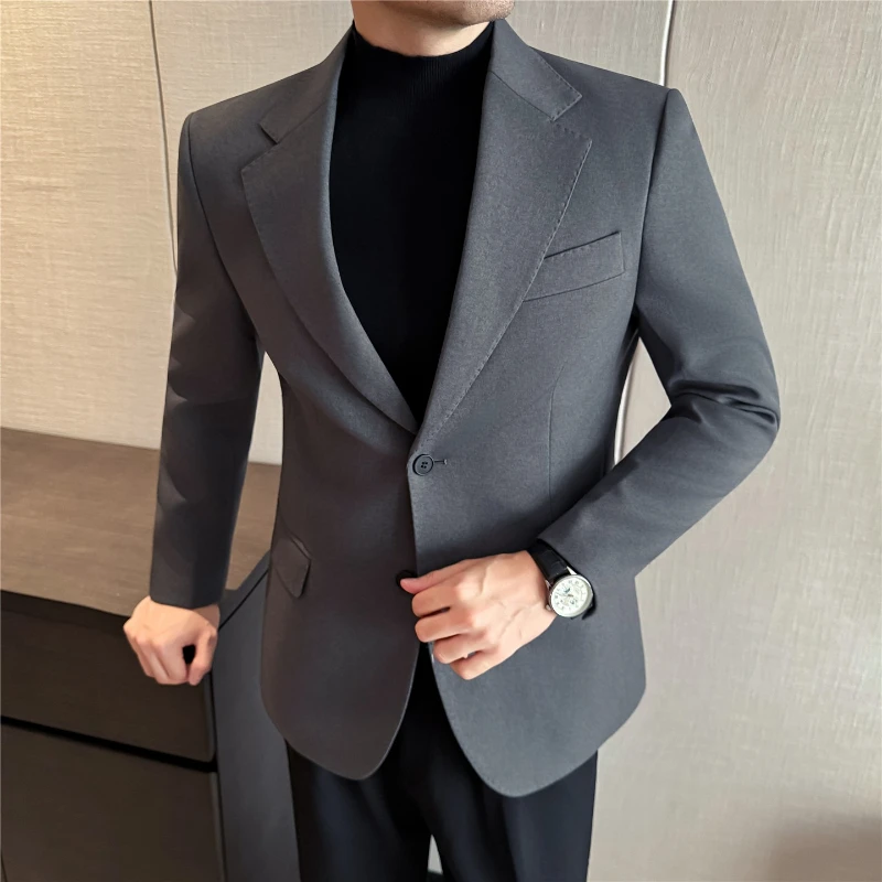

Мужской высококачественный серый блейзер | Пиджак Slim Fit для делового повседневного стиля | Роскошное пальто против морщин