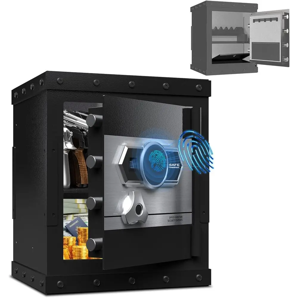 

Biometric Safe Box with Fingerprint Touch Screen for Home and Office Security, Large Capacity Safe with Pistol Rack for Money, H