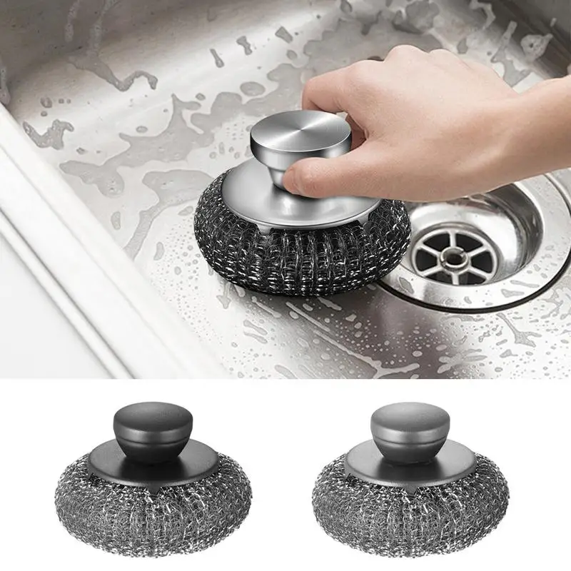 Stainless Steel Scourers Sponges Stainless Steel Dish Scrubber Brush For Cleaning Stainless Steel Steel Wool Brush For Iron Pots