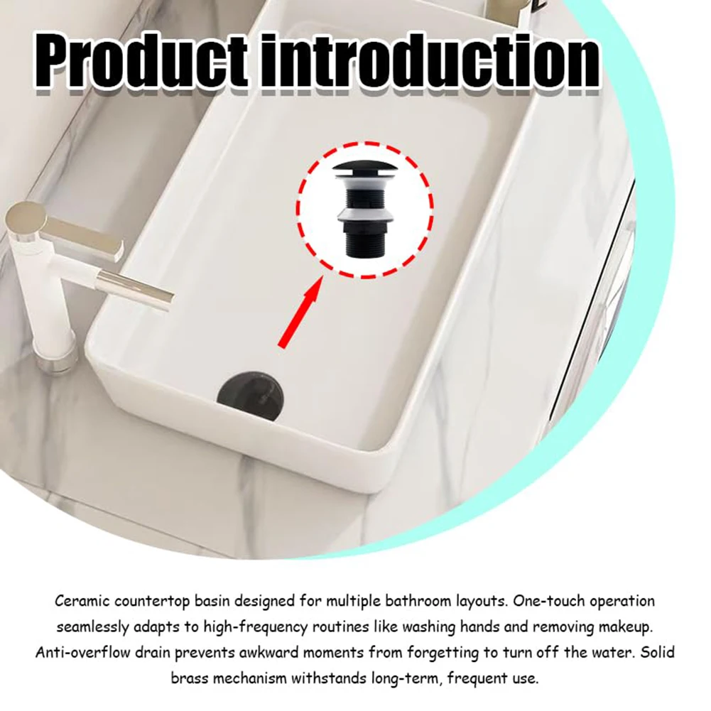 Up Drain Assembly for Sink and Vanity Applications Built with Stainless Steel and Engineered Without Overflow Hole