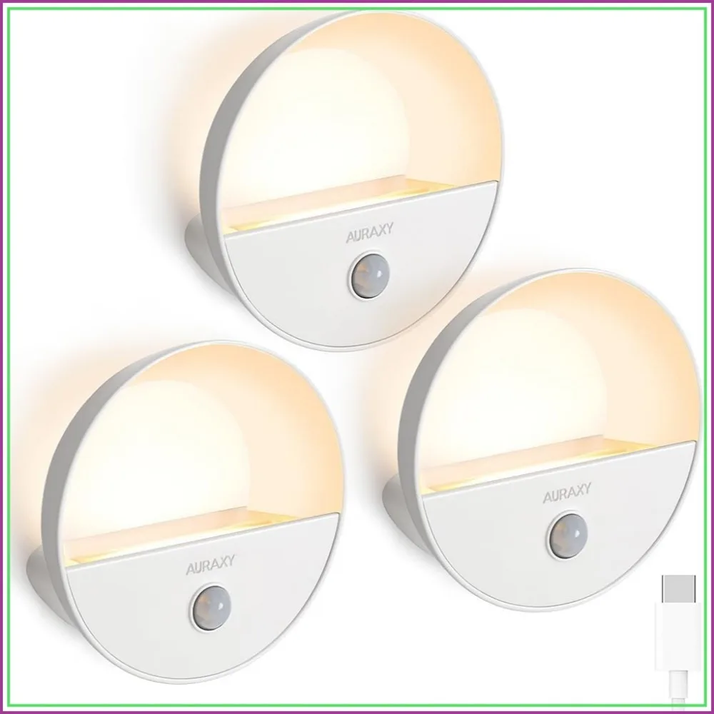 Motion Sensor Night Light, Rechargeable, Warm White, Magnetic, 3 Pack