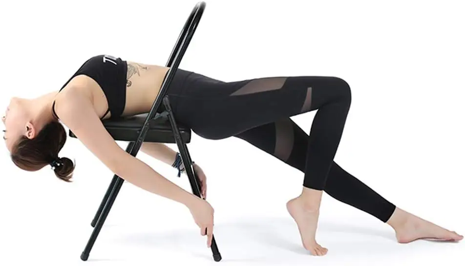 Yoga Chair, Professional Iyengar Auxiliary Chair, Yoga, Hardened and Thick Yoga Folding Chair,  Anti-Slip, Stable and , Black,Bl