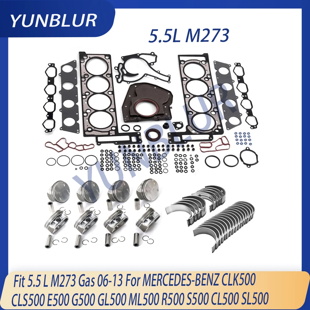 STD M273 Engine Full Gasket Set Piston & Ring Bearing Kit Fit 5.5 L Gas 06-13 For MERCEDES-BENZ CLK500 CLS500 E500 G500 GL500