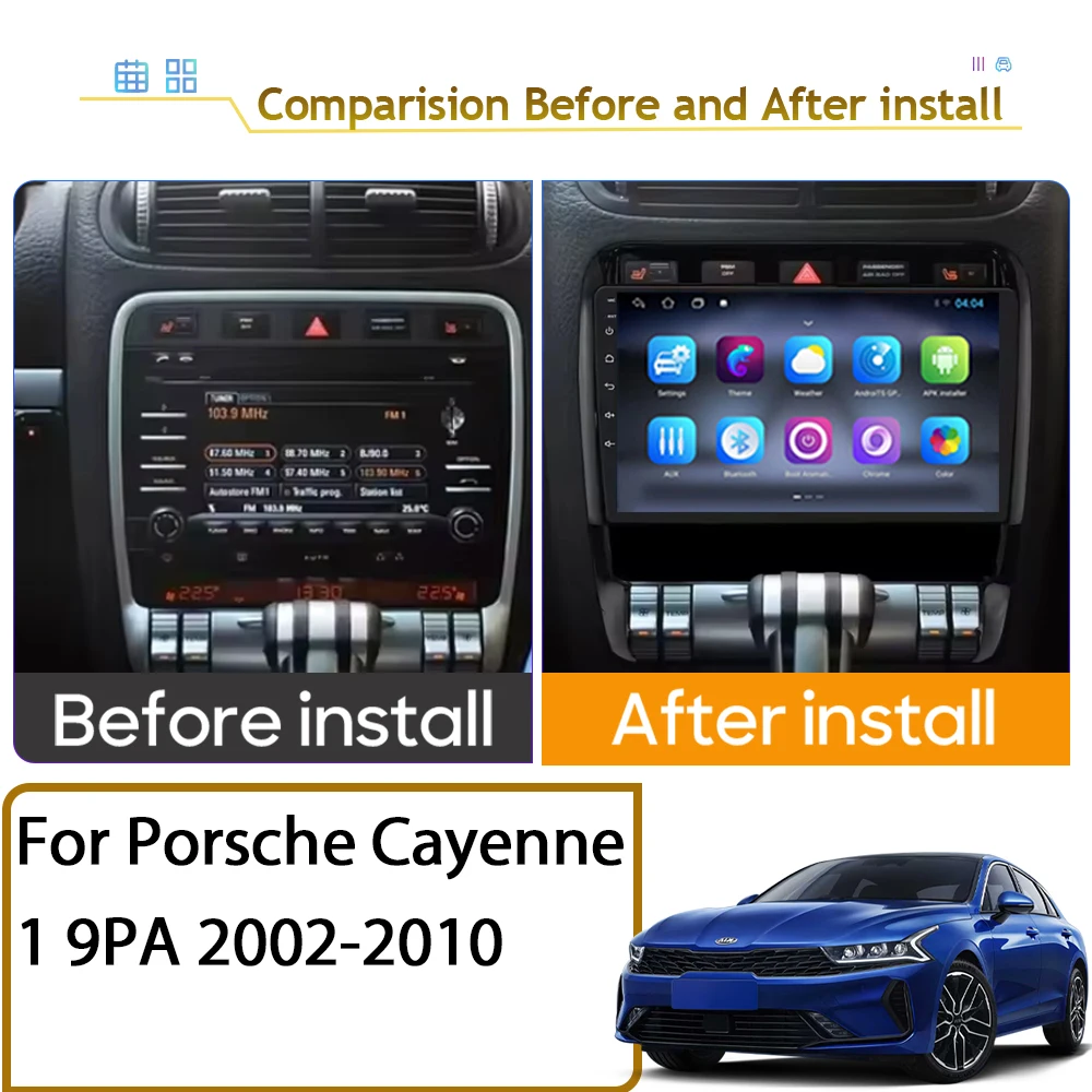 أندرويد CarPlay أندرويد راديو تلقائي لبورشه كايين I 1 9PA 2002- 2012 4G سيارة الوسائط المتعددة لتحديد المواقع والملاحة QLED وحدة رأس الشاشة #2