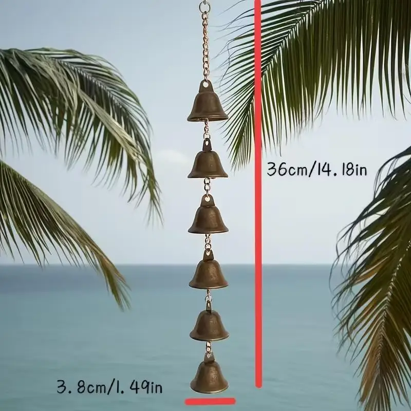 Handmade Metal Wind Chime, Classic Rustic Iron Bell with Decorative Chain, Handcrafted Artisan Design Creative Bell Hanging