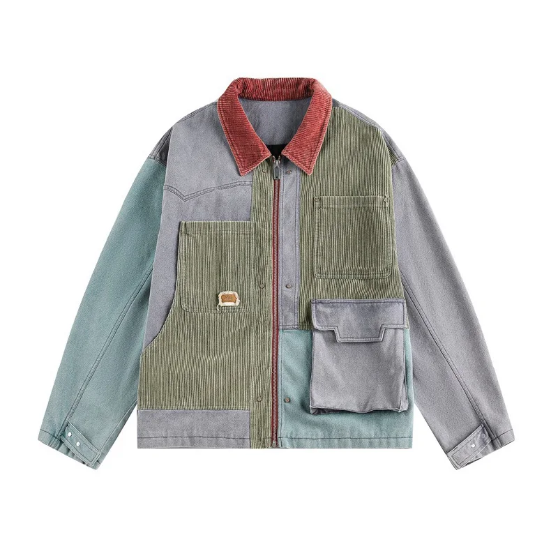 

Мужская и женская винтажная стираная хлопковая старая парусиновая вельветовая уличная одежда, свободная повседневная куртка-карго унисекс, весенне-осеннее пальто