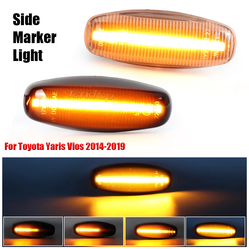 LED  Dynamic Amber Front /Rear Driver Turn Signal Indicator Side Marker Lights  for Toyota Yaris Vios 2014 -2019