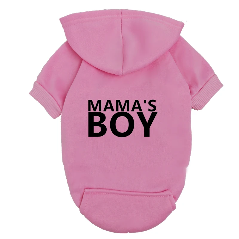 Sudadera con capucha de forro polar para perros pequeños mama's boy_voghion.com