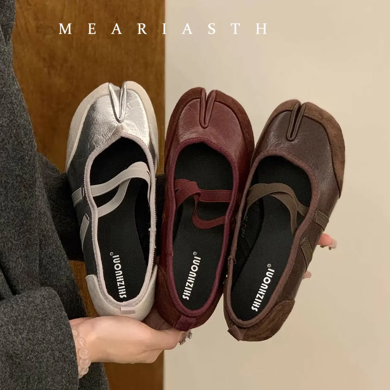 

Fashion Soft Leather Split Toe Women Ballet tabi Flats Spring Autumn Comfortable Walking Lazy Loafers Casual Girls Dance Shoes