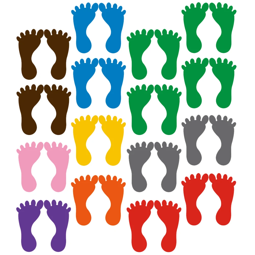 

18 Pairs Waterproof Wear Resistant Floor Decals Kids Footprint Stickers PVC Classroom Wall Decor Cartoon Patterns Self Adhesive