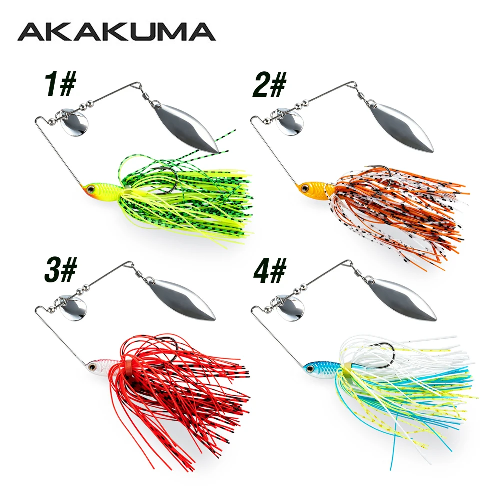 4pcs 18g Spinnerbait Fishing Lure Double Blade Weedless Jig Artificial Hard Bait with Silicone Skirt view 3