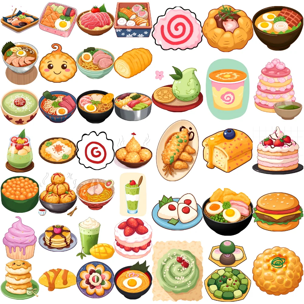 54pcs Temporary Tattoo Japanese Cuisine Temporary Tattoo Stickers Food Illustration Anime For Shoulders Boys Girls