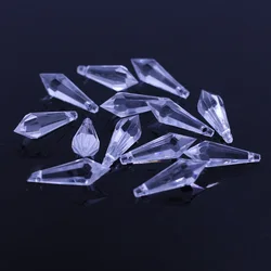 Pendants Teardrop Faceted Crystal Shape Acrylic Clear For Charms Necklaces Jewelry DIY Making Findings 31x10mm