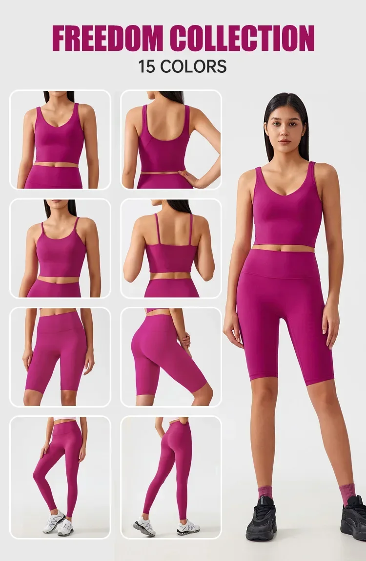 15 Cute Colors Dupes Light Support Tank Top V-neck Buttery-soft Feels Weightless Cropped Shirt Wide Hems Tight Fit Sports Bra