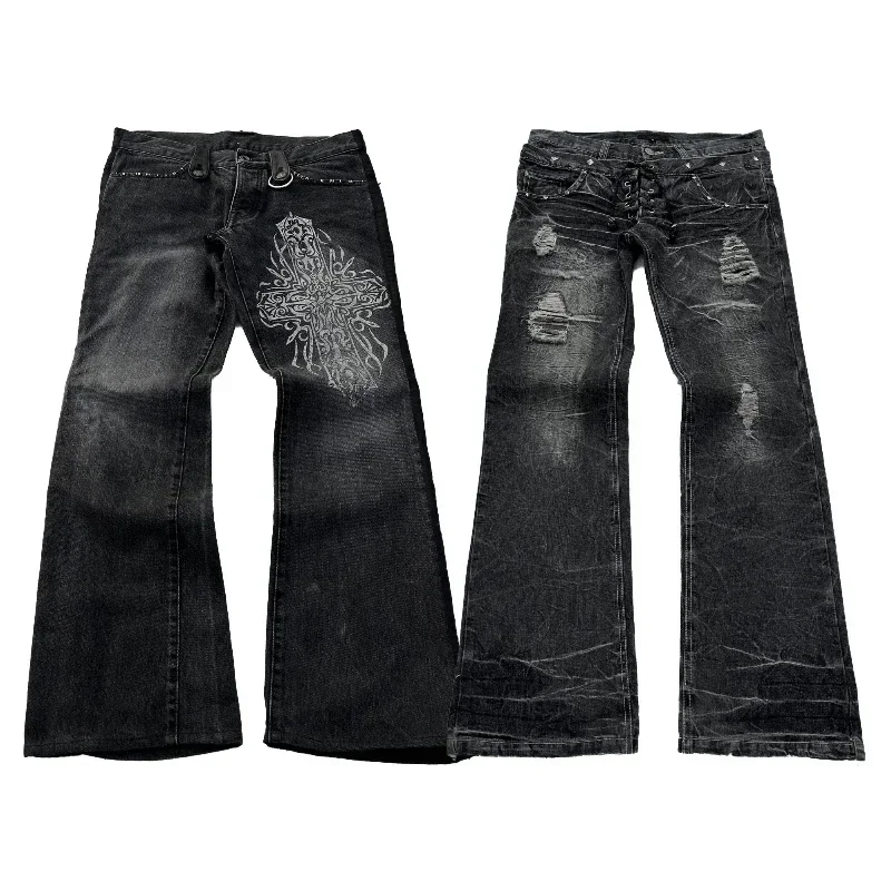 

Y2K Gothic Baggy Jeans Trend Double Waist Washed Holes Wide Leg Pants Men Women Streetwear Vintage High Street Denim Trousers
