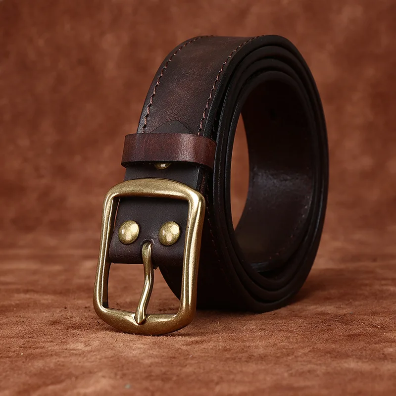 Handmade vintage top layer cowhide men's belt versatile casual belt genuine leather pin buckle jeans belt