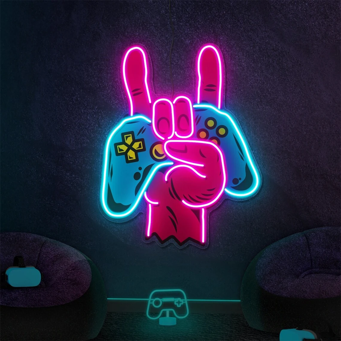 

Игровой контроллер Неоновая вывеска Игровой контроллер с УФ-печатью Декор игровой зоны Игровой неоновый геймерский декор комнаты Искусство геймера Настенный декор