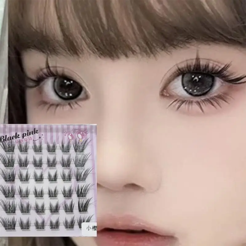 Black Cluster Eyelashes Self Adhesive No Glue 6 Rows Segmented Lashes Lightweight Easy To Wear For All Day Comfort