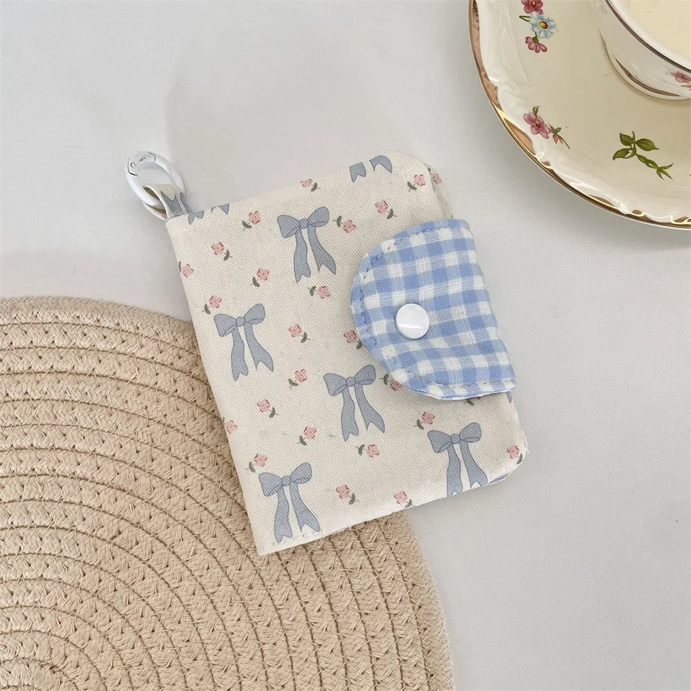 

Sweet With Key Ring Fabric Floral Card Bag Portable Cute Cloth Printed Wallet Multiple Card Fashion Bow Card Holder Girls Women