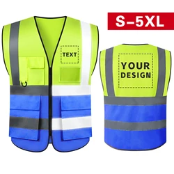 Colete de segurança reflexivo, Custom Your Logo Texto, Trabalho de Construção, Tráfego Vest, Uniforme Ferroviário, Mineiros de Carvão, Segurança ANSI Classe 2