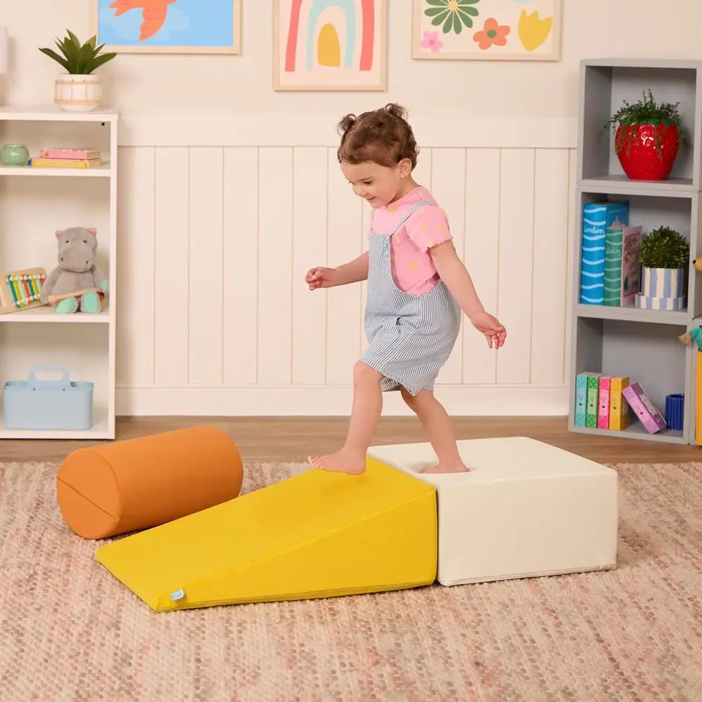 Ensemble de blocs de mousse sensorielle pour tout-petits : kit d'escalade 3 pièces avec cylindre, rampe et bloc, poignée souple, housses lavables pour les 12 ans et plus