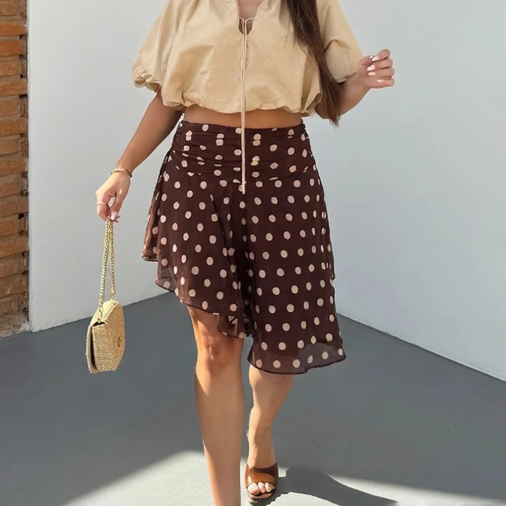 

Talenza Fashion Polka Dot Skirts Vintage Contrast Patchwork High Waist Skirt Summer Luxury Elegant Party Women's Casual Skirts