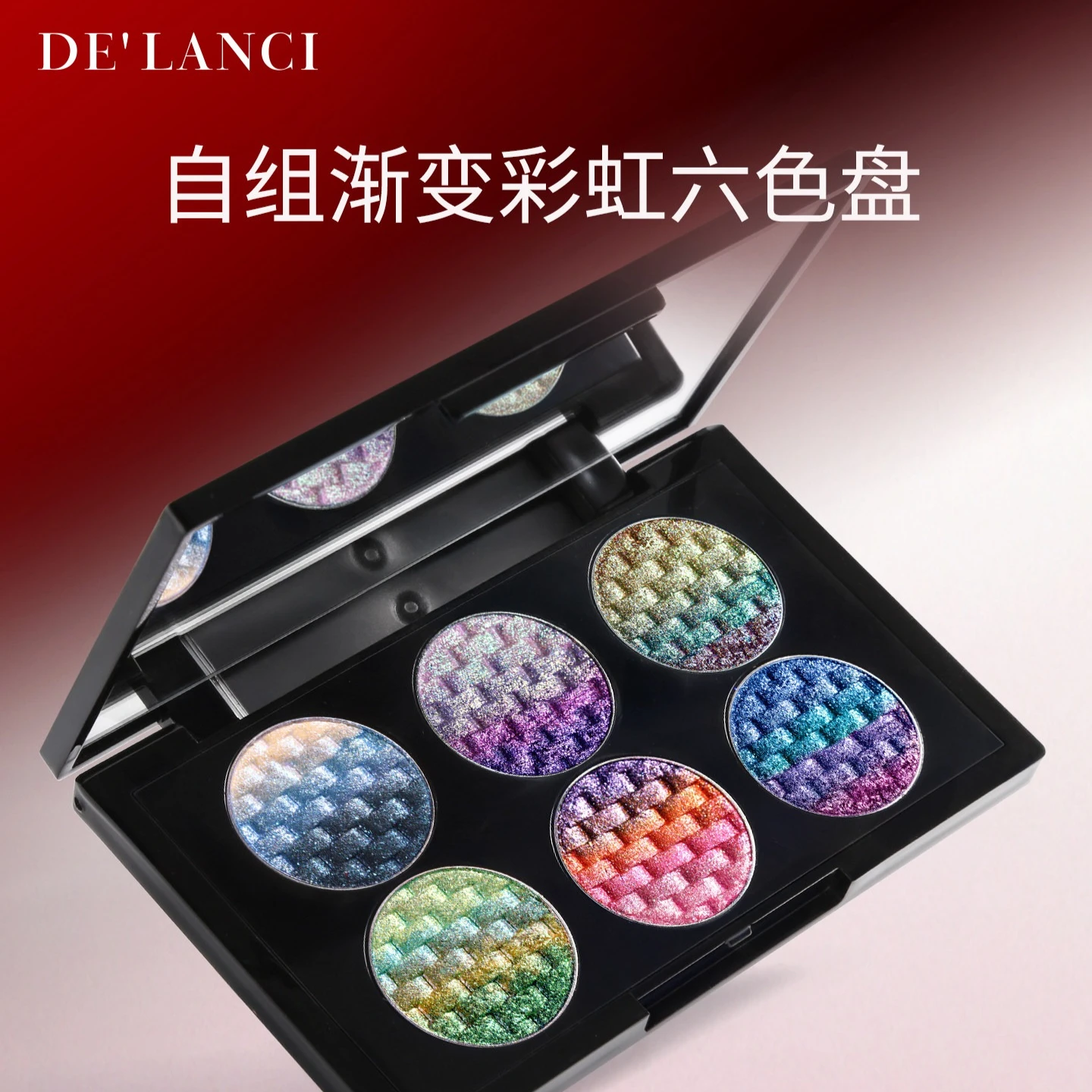 DE'LANCI Farbverlauf Regenbogen 6 Farben Lidschatten-Palette Nachfüllbare Make-up-Palette Matt Schimmernd Bunt DIY Augenschatten Kosmetik