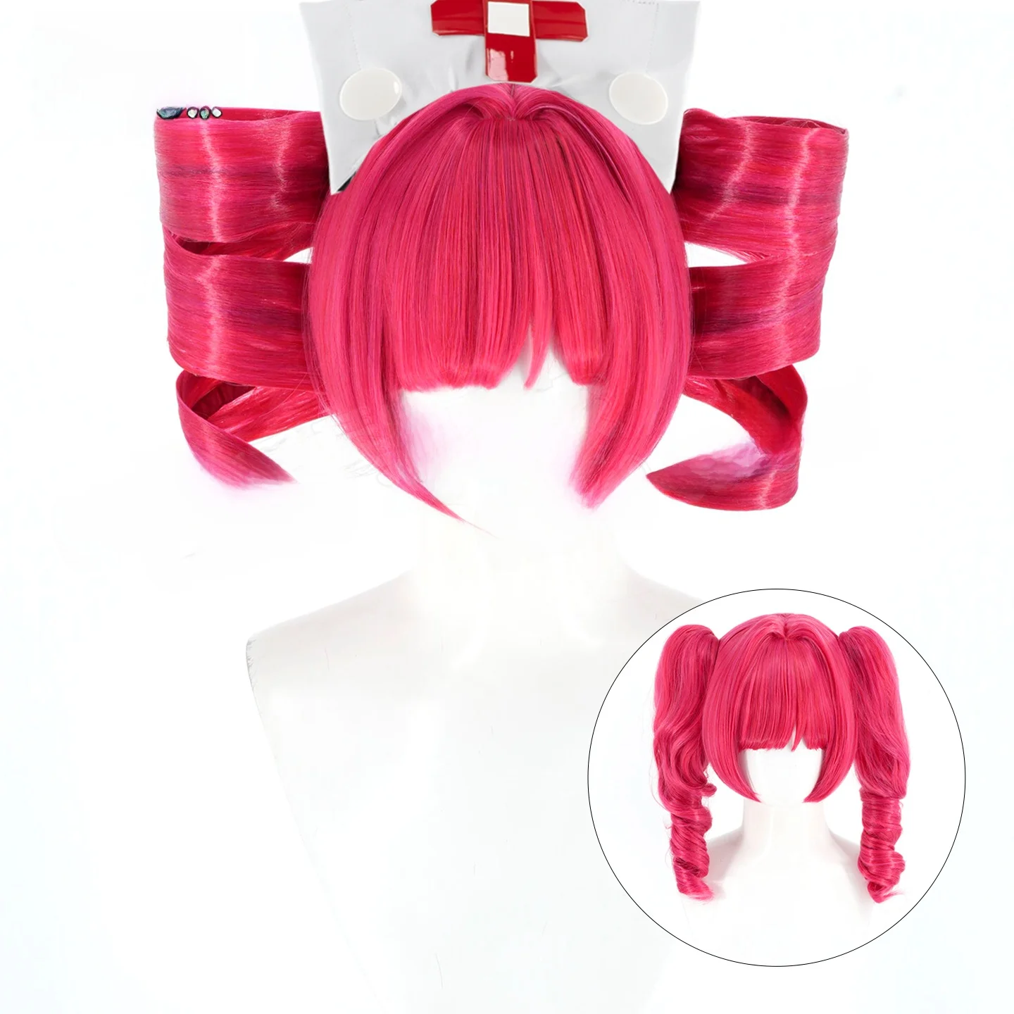 XiuQinJia Miaos Fast Run Night Shift Blood Descendant Brocoscope Cosplay Wig Side Part Special Scalp Double Tail Ornaments