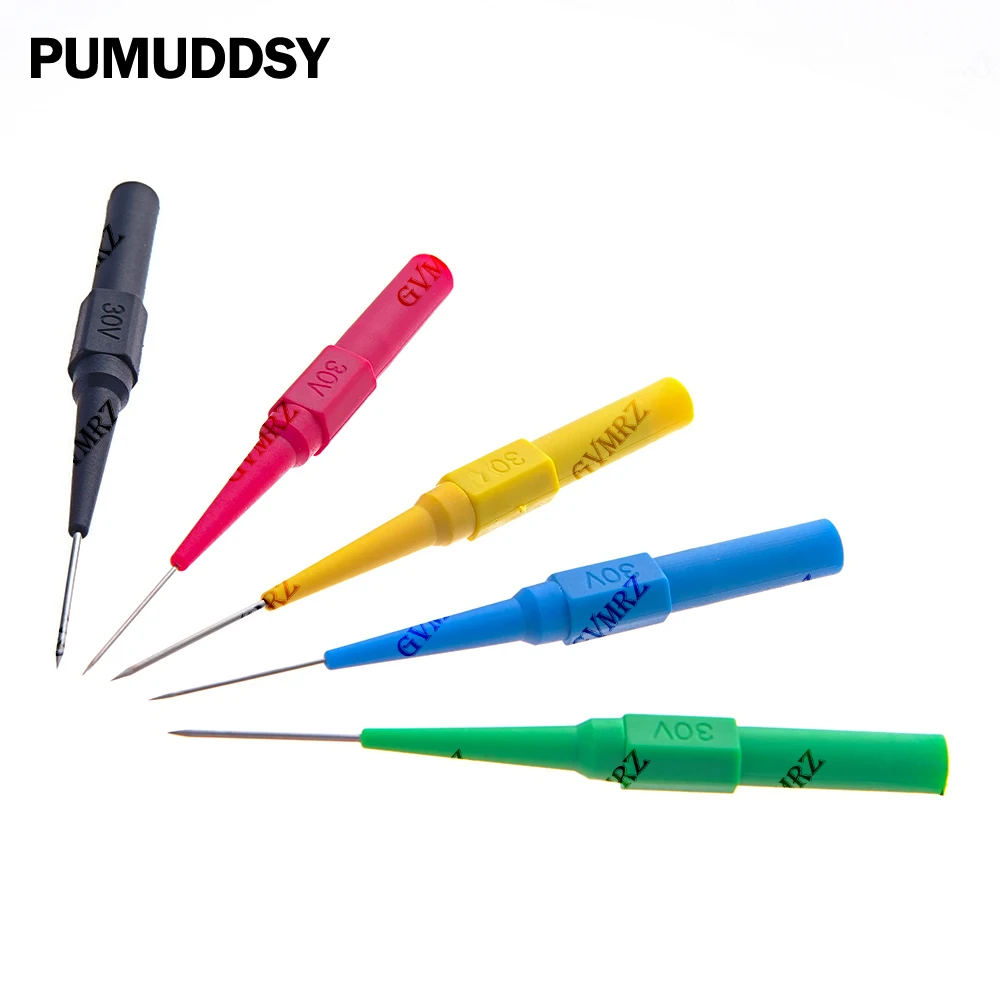 5PCS Blue Black Yellow 0.7mm/1.0mm Non-destructive Multimeter Test Probes Insulation Piercing Needle 30V Measuring Device