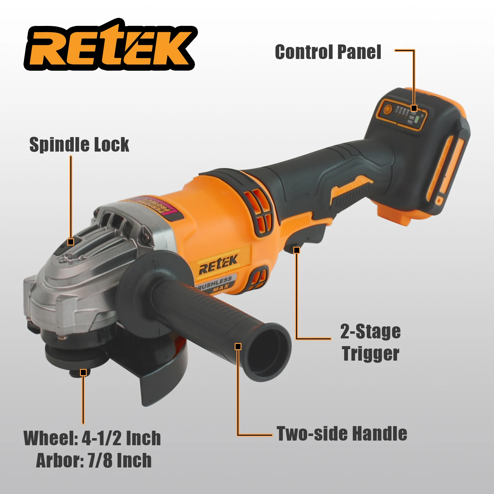 Angle Grinder Compatible with DeWalt 20V MAX Battery.8000 RPM Brushless Motor, High Performance Cordless Grinder with 3 4-1/2 Inch Wheels & Tool Bag, for Cutting, Grinding, Polishing Metal (Tool Only)