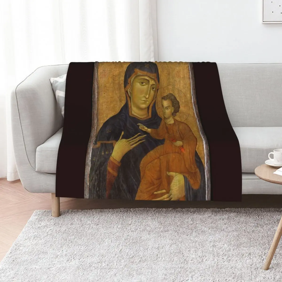 Madonna and Child, Berlinghiero 1300-1500 Throw Blanket Picnic Weighted Beach Giant Sofa Softest Nap Blankets