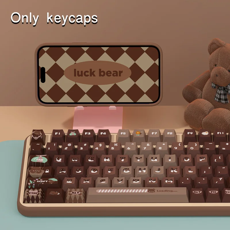 Imagem -03 - Lucky Bear Brown Gradient Keycap Altura de Fábrica Original Material Pbt Sublimado por Calor Bonito Cor Retro 135 158 Key Novo