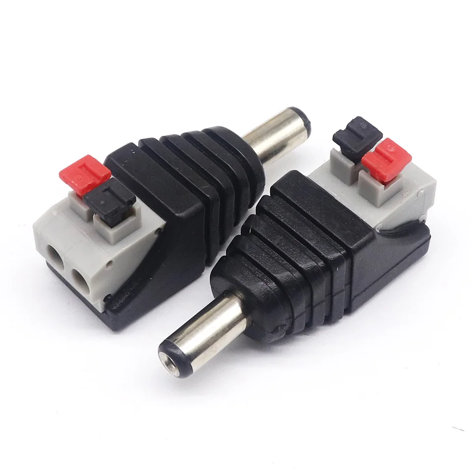 5pcsDC male and female power connector 5.5*2.1mm plug positive and negative to solderless pressure terminal LED wiring connector