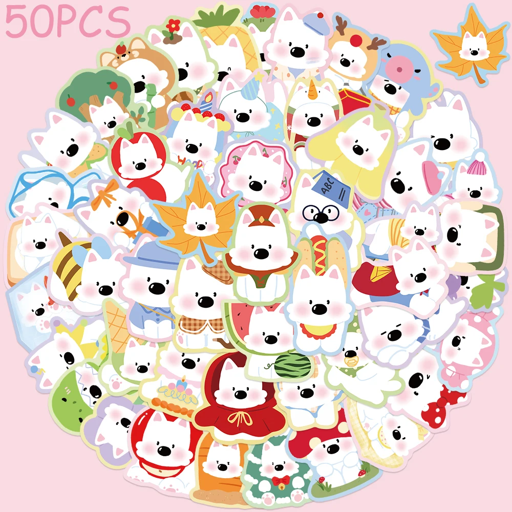 

50pcs Cartoon Cute Dogs Stickers Decals For Phone Scrapbook Skateboard Guitar Helmet DIY Graffiti Aesthetic Stickers Kids Gifts