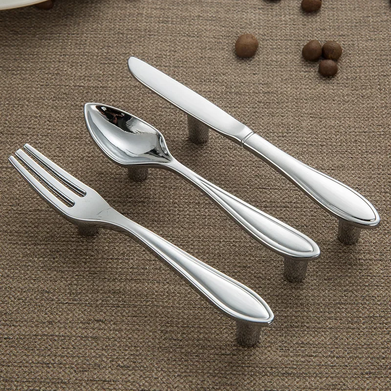JD Modern Minimalist Creative Tableware Handle Cabinet Knife And Fork Spoon Black Kitchen Handle Cabinet Door Handle