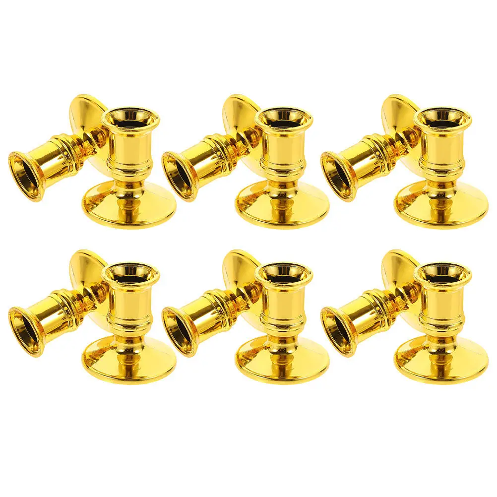 

12Pcs Desktop Candlestick Holder Plastic Candlestick for Romantic Dinner Decor Electronic Candleholder Base Party