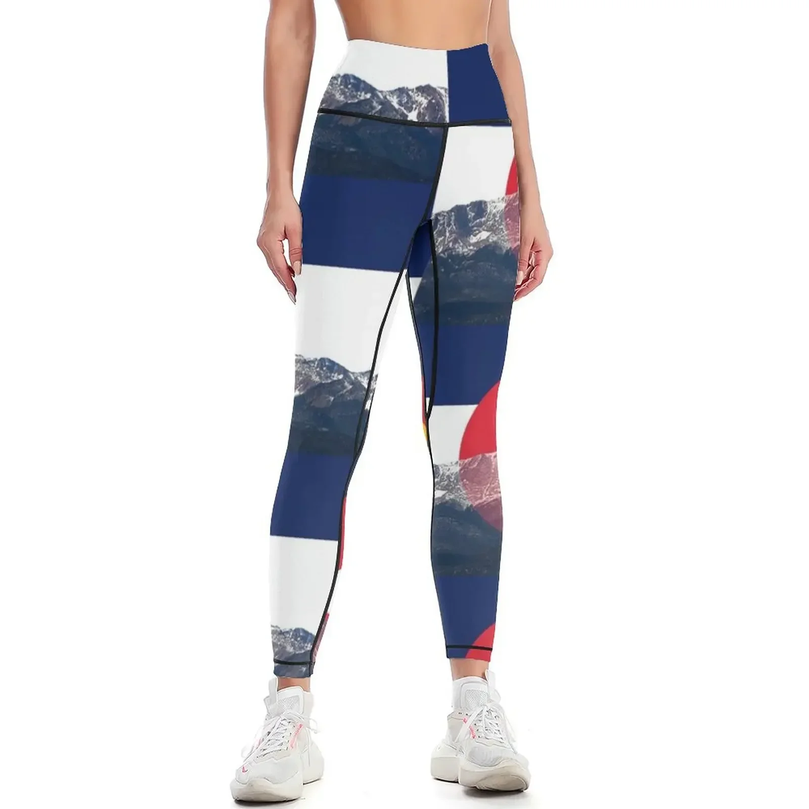 

Pikes Peak Colorado Flag Leggings Women's high waist Sports pants woman push up fitness Training pants Womens Leggings