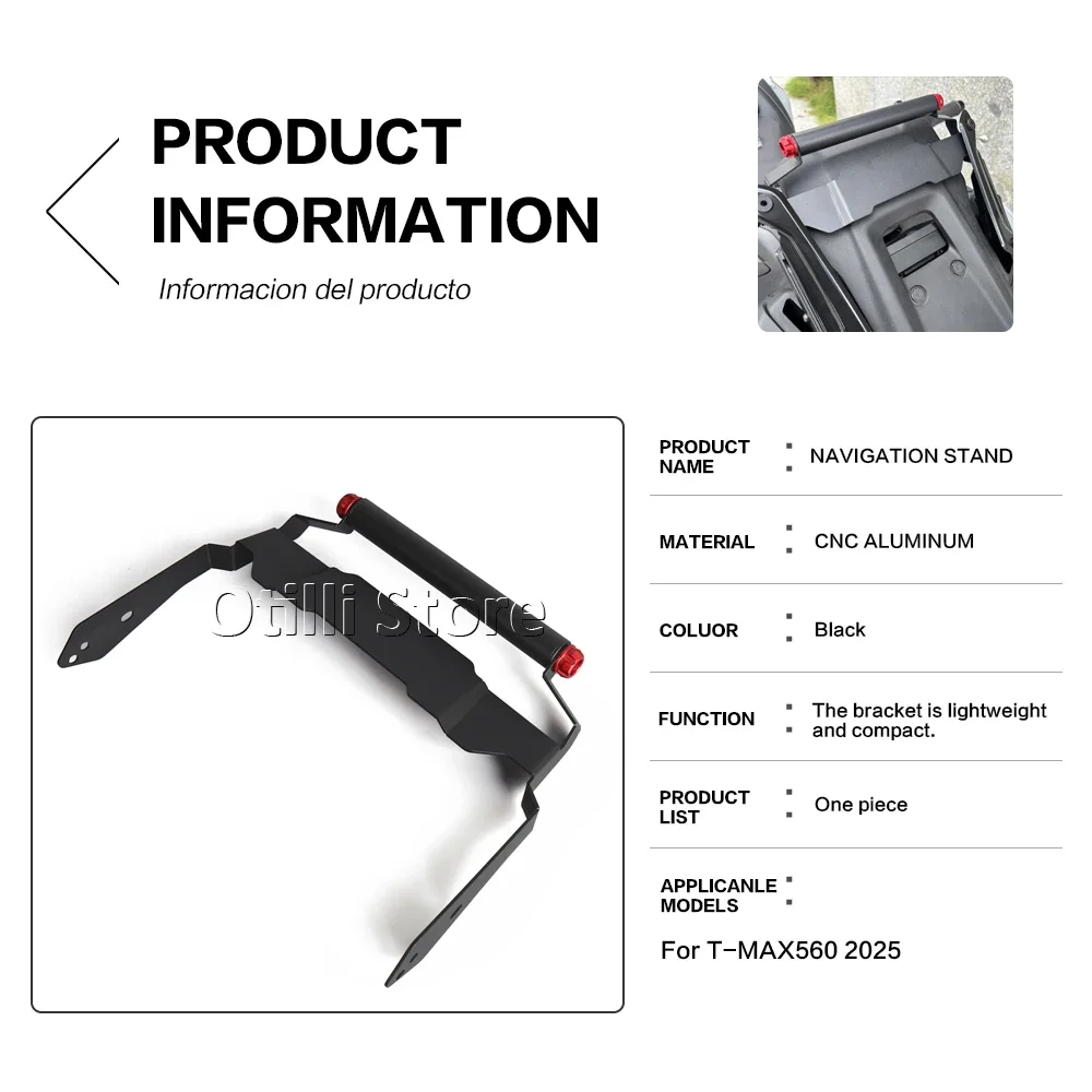 For TMAX T-MAX 560 Tmax560 2025 Motorcycle Accessories Navigation Bracket Phone Holder GPS Stand Windshield bracket 22MM Rod