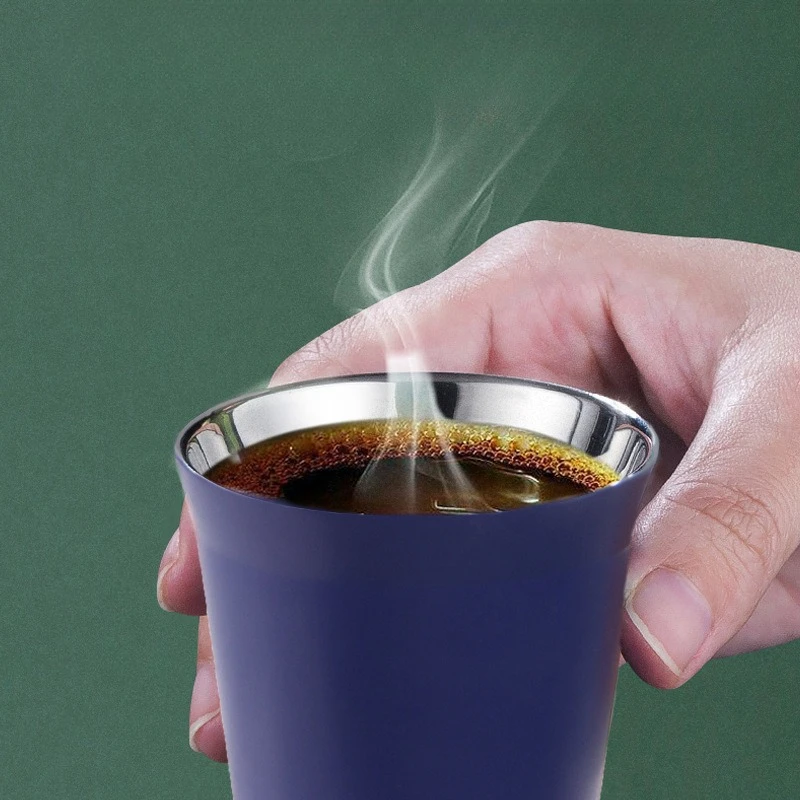 1pcs 80ml/160ml Mini Coffee Cups High Quality Stainless Steel Double Wall Heat-insulating Coffee Cups Portable Small Drink Cups