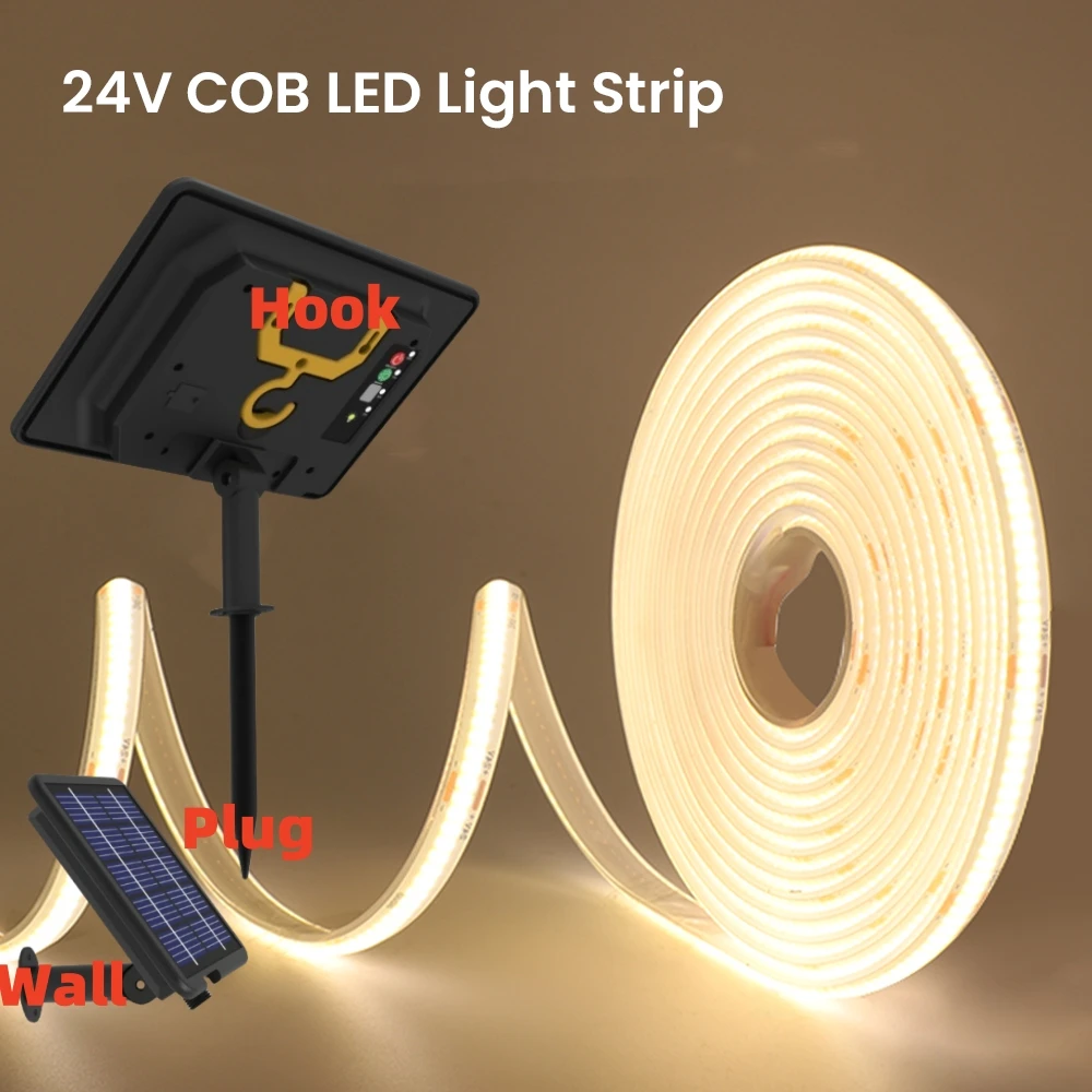 1200mAh 2400mAh 7200mAh COB bande LED solaire néon signe DC 24V Flexible étanche IP68 IP67 ruban adhésif Diode lampe linéaire