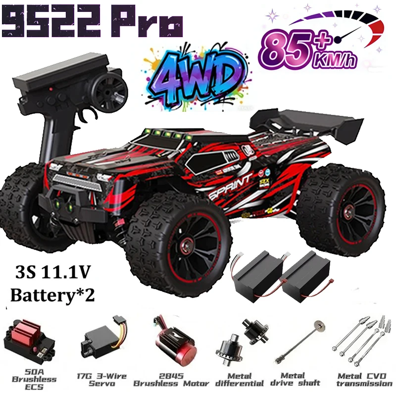 WLtoys 9522 Pro 1:16 4WD Brushless Professional Racing Car 85km/h Remote Control Off-Road Drifting RC Car for Road And Off-Road
