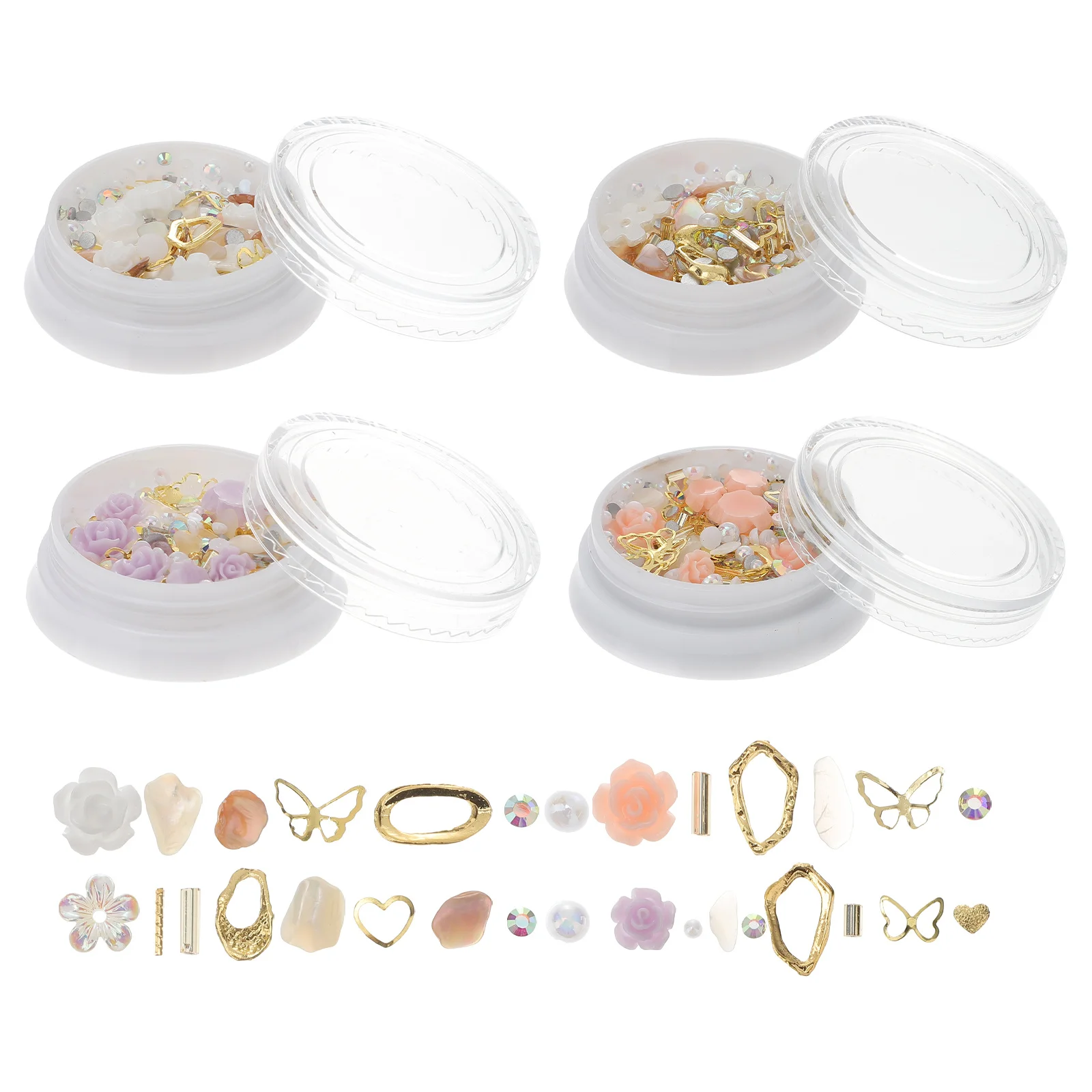 4 صناديق زهرة الورد مسمار الفن السحر الإبداعية ثلاثية الأبعاد الزهور للأظافر DIY بها بنفسك مانيكير الديكور مسمار الحلي ثلاثية الأبعاد الزهور للأظافر #4