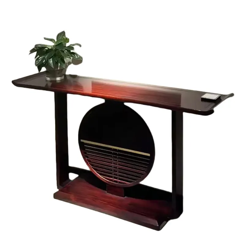 

Ebony entrance living room entry solid wood table against the wall several entrance cabinets